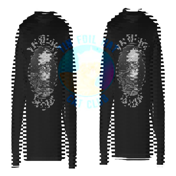 ティンホイルハットキャットクラブ陰謀論おかしい 長袖Tシャツ