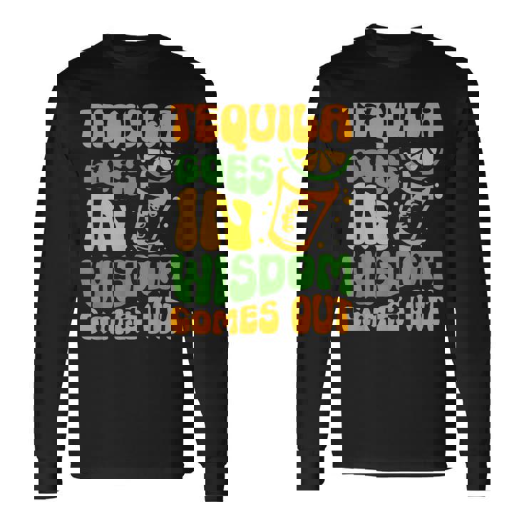 テキーラが知恵を生む 酒飲み ドリンク 飲酒 テキーラ 長袖Tシャツ