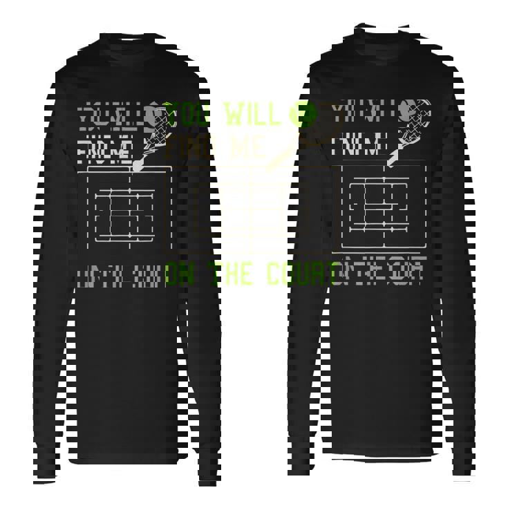 テニスコート テニスプレーヤー おもしろ名言集 長袖Tシャツ