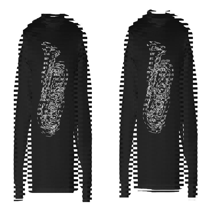テューバ奏者のためのチューバ楽器スケッチ 長袖Tシャツ