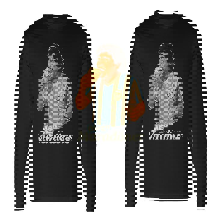 ディエゴ・マラドーナー X デリシャス ドニ ミーム ドナー ケバブ好き 長袖Tシャツ
