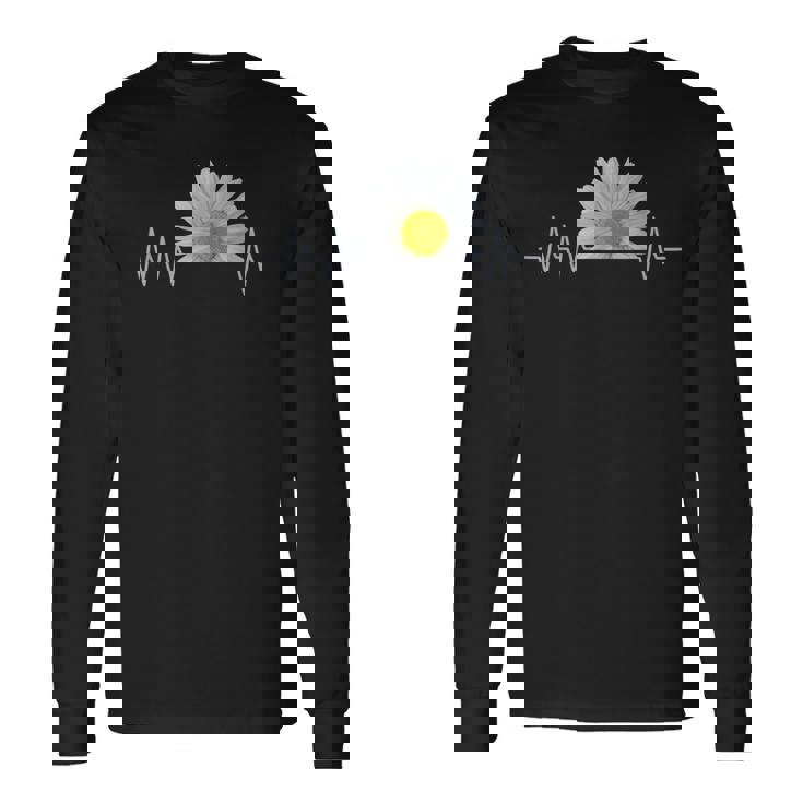 デイジー、ハートビート、花、花、花、ヒナギク 長袖Tシャツ