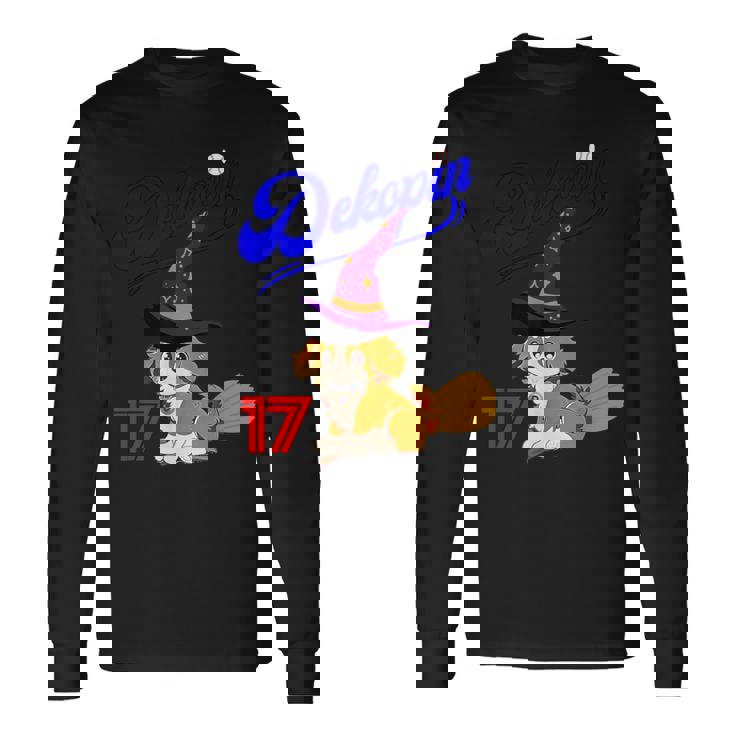 デコピン、デコイ、犬シャツ、No17、愛犬、コーイケルホンディエ、野球観戦、Dekopin Decoy ハロウィン 長袖Tシャツ