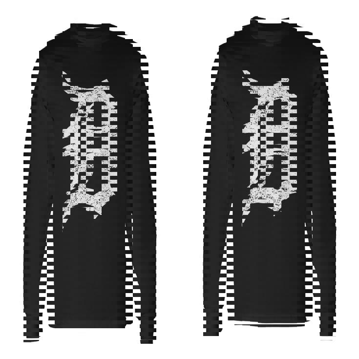 デトロイトグラフィック D ディストレスト グランジ モーターシティ 長袖Tシャツ