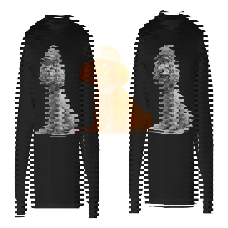 トイプードル 水彩 犬 野球帽 長袖Tシャツ