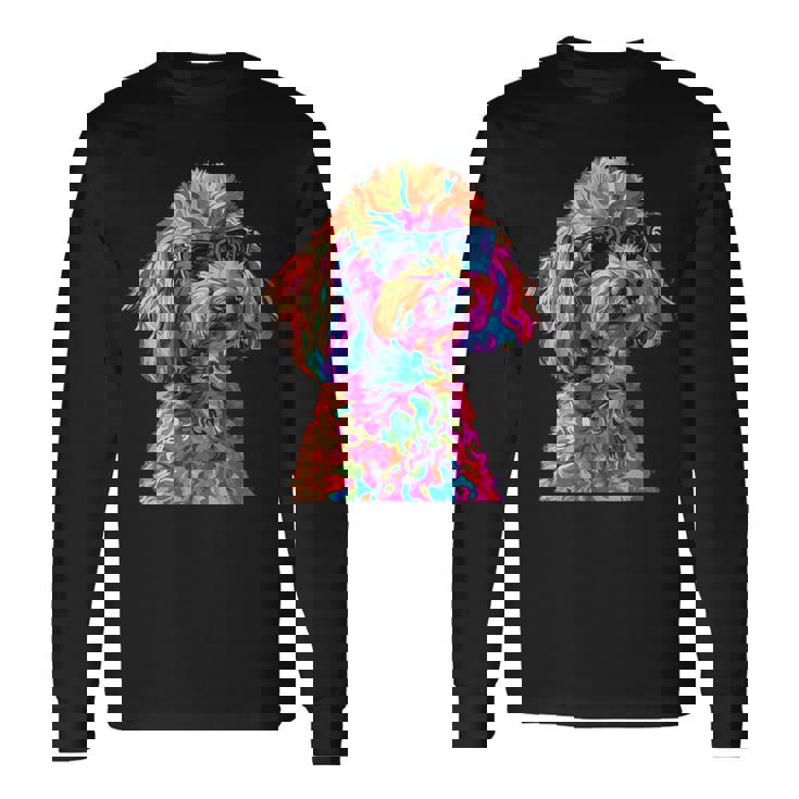 トイプードル愛好家デザイン ポップアート 面白いトイプードル 犬 長袖Tシャツ