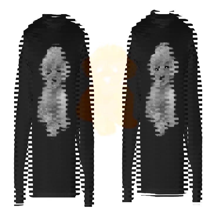 トイプードル犬、品種、ミニプードル子犬 長袖Tシャツ