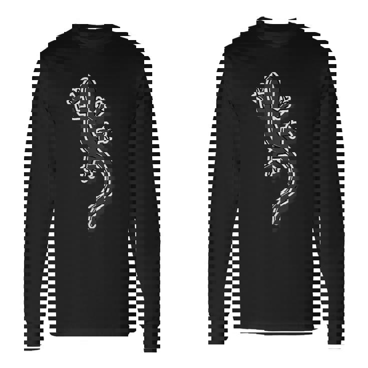 トカゲ《ワンポイント 胸》【どうぶつフレンズ】かわいい 動物 グッズ イラスト 面白い 長袖Tシャツ