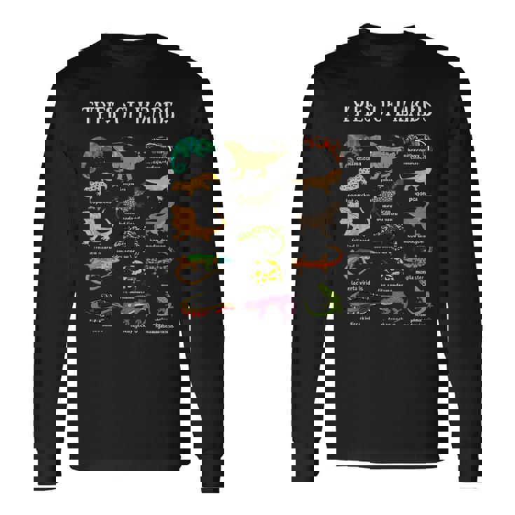 トカゲの種類 爬虫類爬虫類学 男性 子供 トカゲ コラージュ 長袖Tシャツ