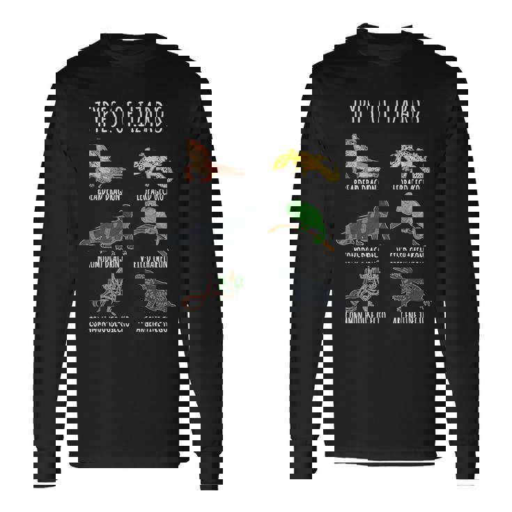 トカゲの種類 知育コレクション かわいいトカゲ愛好家 長袖Tシャツ