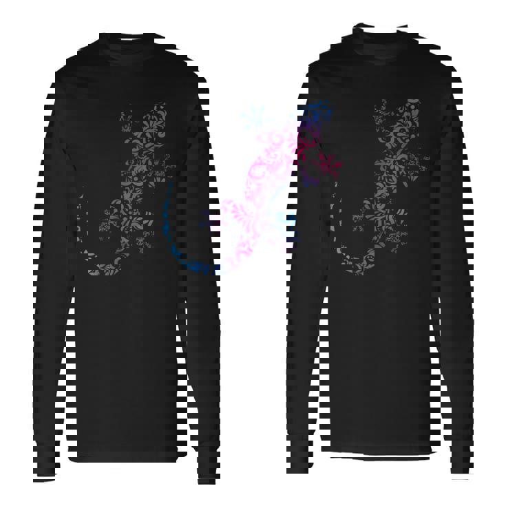 トカゲ爬虫類 マオリ柄 カメレオンヤモリ 長袖Tシャツ