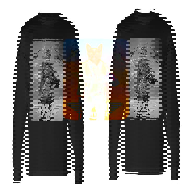 トップ 猫 マーベリック パロディ アクション 映画 叙事詩 レトロ 長袖Tシャツ