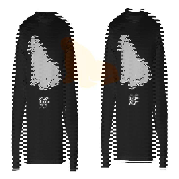 トド《ビッグ プリント》【どうぶつフレンズ】海・水族館の生き物 ゆるくてかわいい キャラクター イラスト 長袖Tシャツ