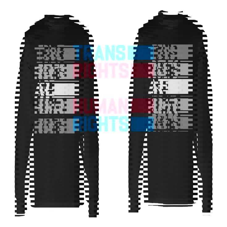 トランスライツは人権トランスジェンダープライドフラッグ 長袖Tシャツ