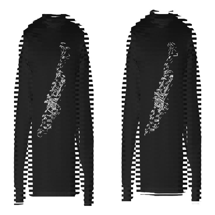 トランペット奏者のためのレトロなトランペットスケッチ 長袖Tシャツ
