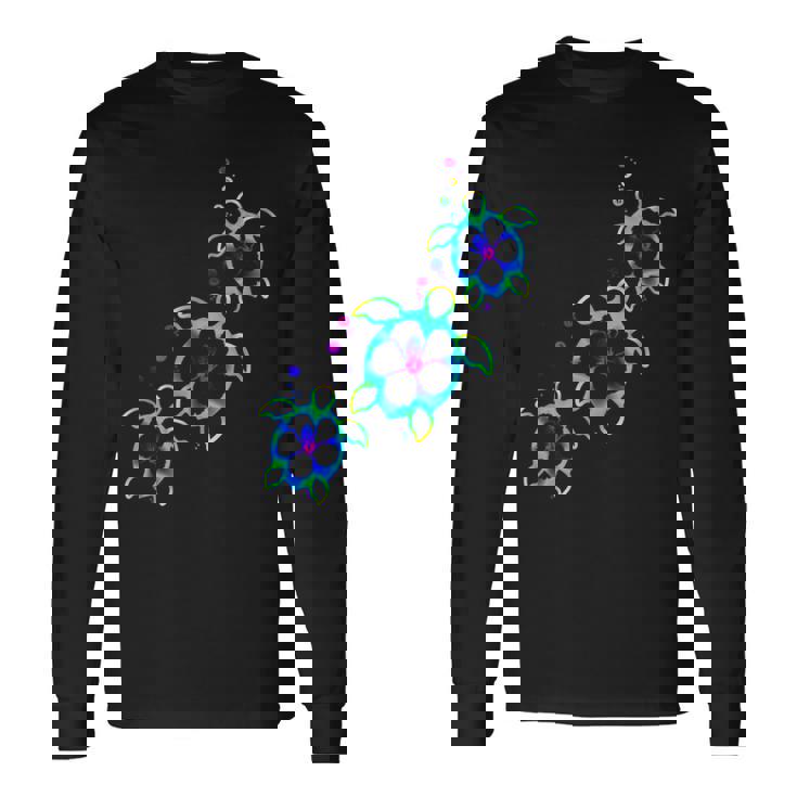 トロピカルカラー ハワイアン ホヌー ウミガメ 長袖Tシャツ