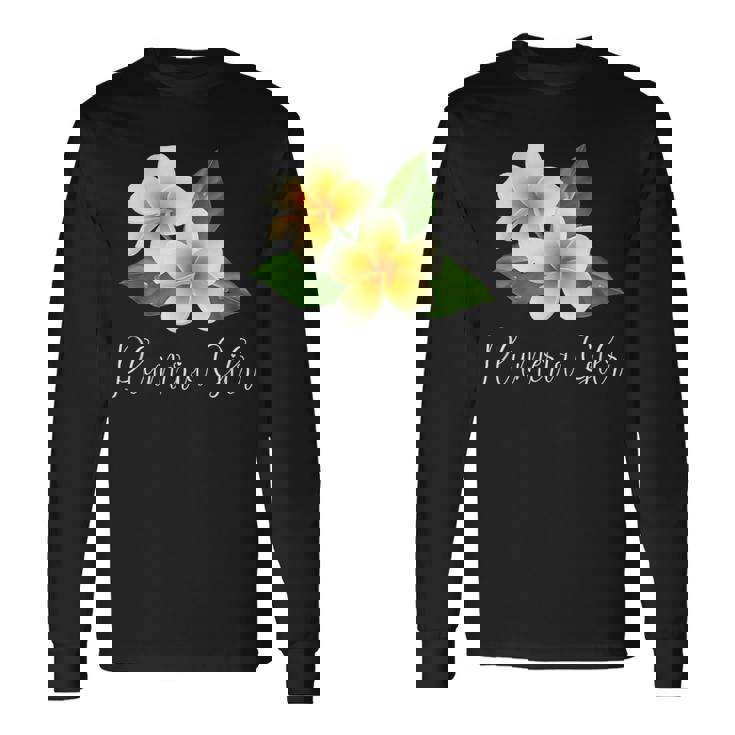 トロピカルプルメリアフランジパニー 長袖Tシャツ