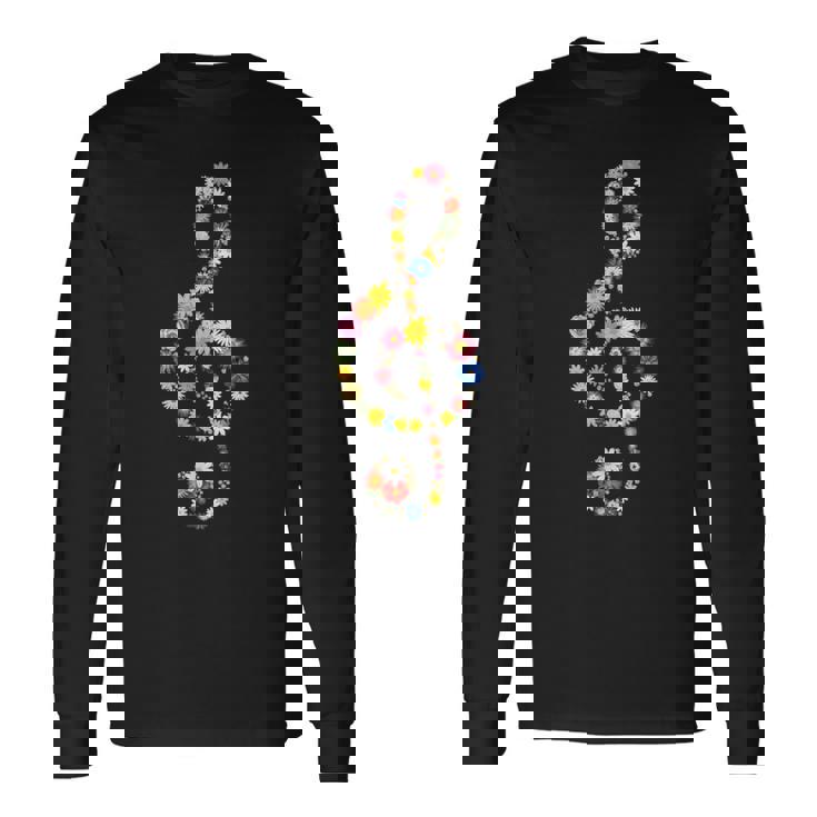 ト音記号 開花 ト音記号 音楽 ト音記号 楽器 花 音楽 ノート ト音記号 ピアノ ピアニスト ノート 音楽 長袖Tシャツ