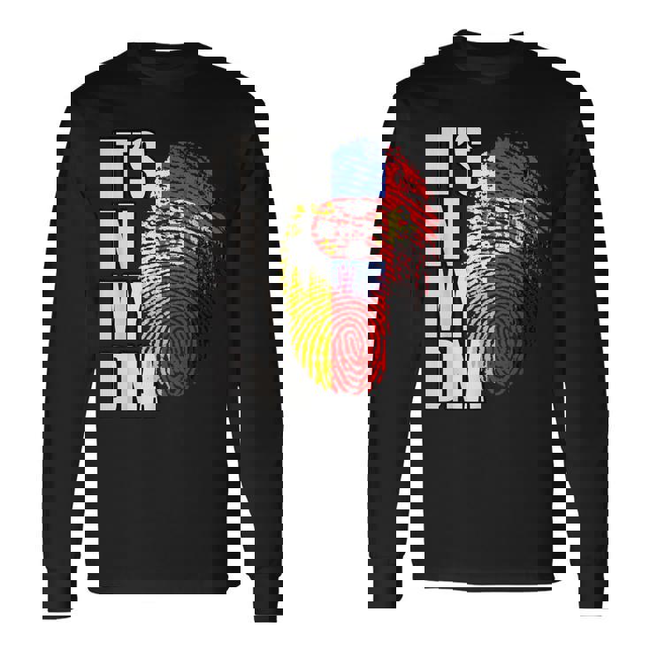 ドイツとセルビアのdna遺産フラグ 長袖Tシャツ