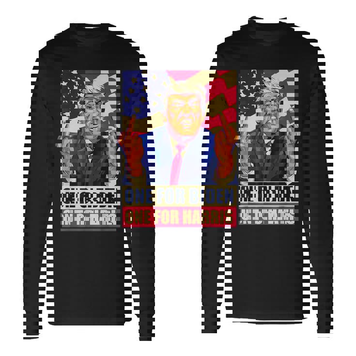 ドナルド・トランプ 中指 バイデン ハリス アメリカ 共和党員 長袖Tシャツ