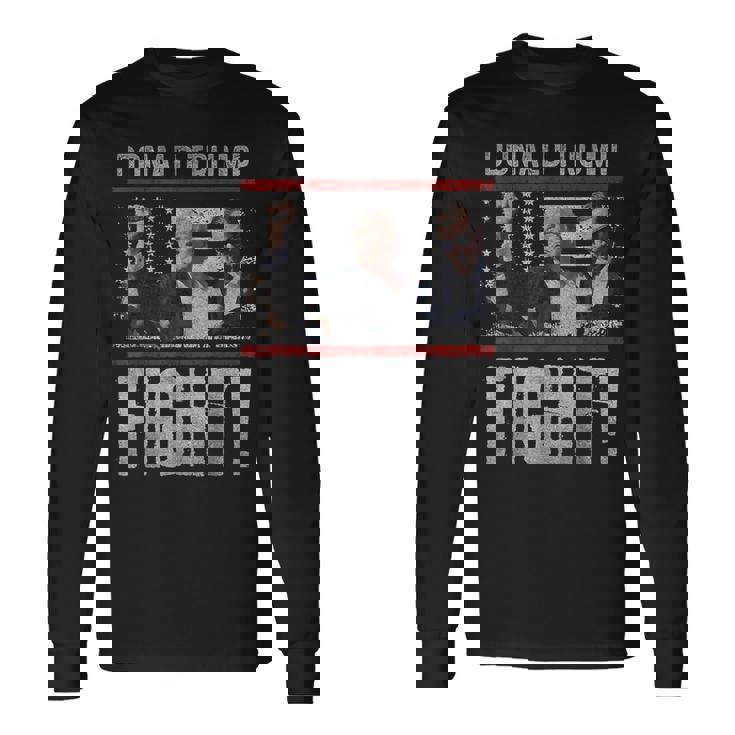 ドナルド・トランプ拳ポンプ We Fight American Flag Trump 2024 長袖Tシャツ