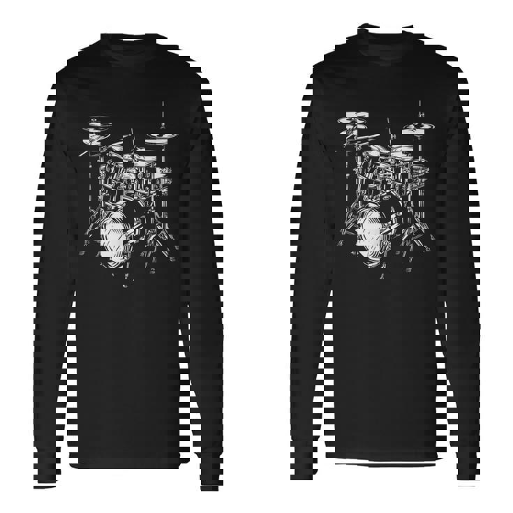 ドラムセットの図面 電子ドラム 長袖Tシャツ ギフトのアイデア