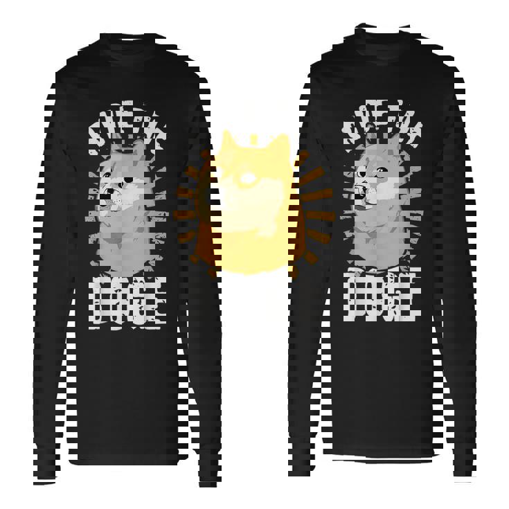 ドージコイン クリプト ライド ザ ドージ 面白い Memecoin 長袖Tシャツ