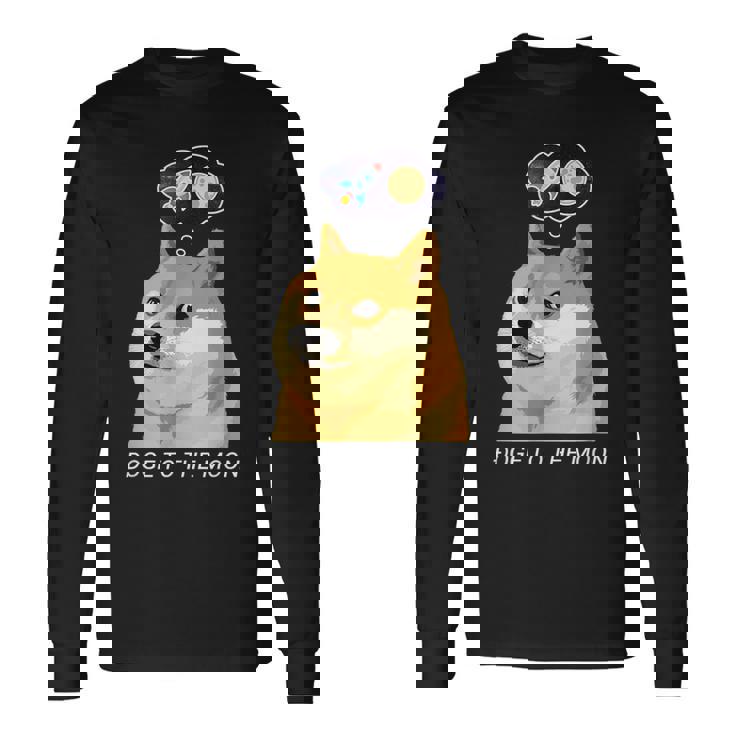 ドージコインdogecoin Hodl 月へ月にto The Moon 暗号通貨doge Memeドージミーム 長袖Tシャツ