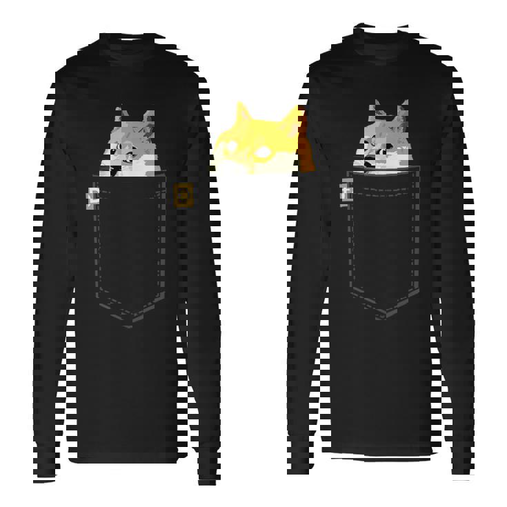 ドージコインシャツフェイクポケットシャツドージコイントゥザムーン 長袖Tシャツ