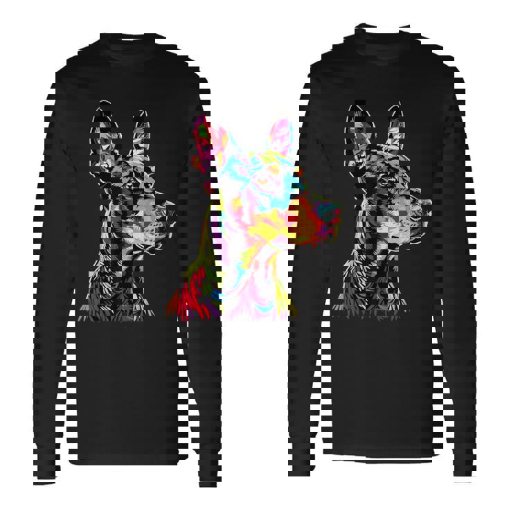 ドーベルマン ドッグ カラフル ポップアート 犬 誇り ドーベルマン 長袖Tシャツ