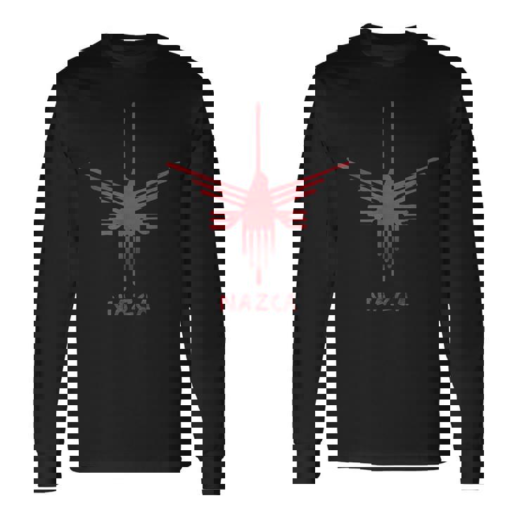 ナスカ ライン ペルー ジオグリフ モンキー 宇宙飛行士 ハチドリ レトロ 長袖Tシャツ