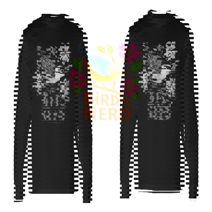 ナツハッチ 鳥 オタク ハナミズキ 木 アート 長袖Tシャツ