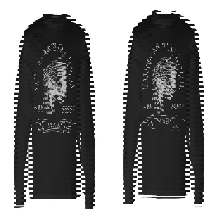 ナバホ族ネイティブアメリカン インディアンプライド リスペクトダーク 長袖Tシャツ