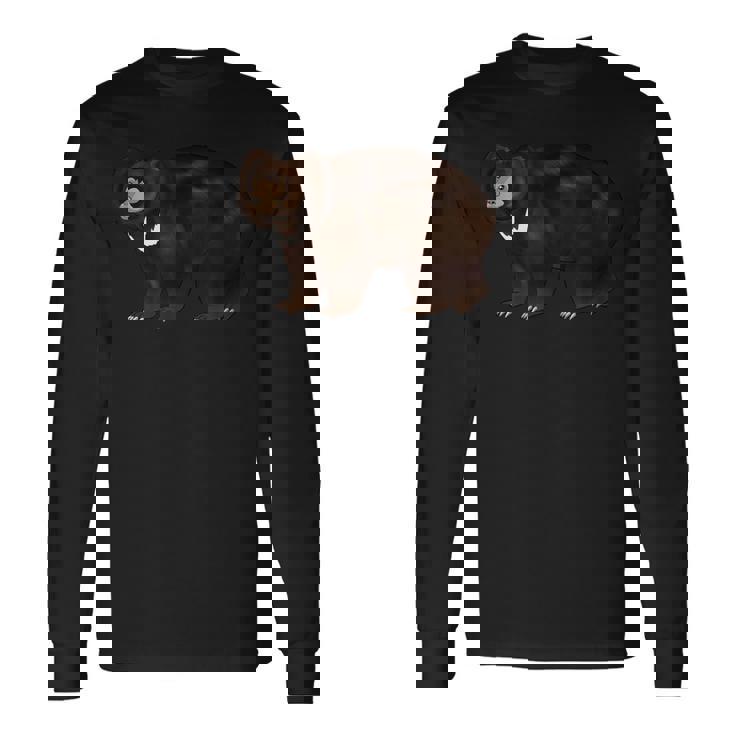 ナマケグマの絵 長袖Tシャツ