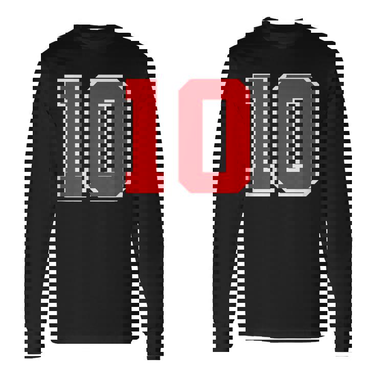 ナンバー10 スポーツジャージ 誕生日 年齢 ラッキーナンバー レッド ホワイト 長袖Tシャツ ギフトのアイデア