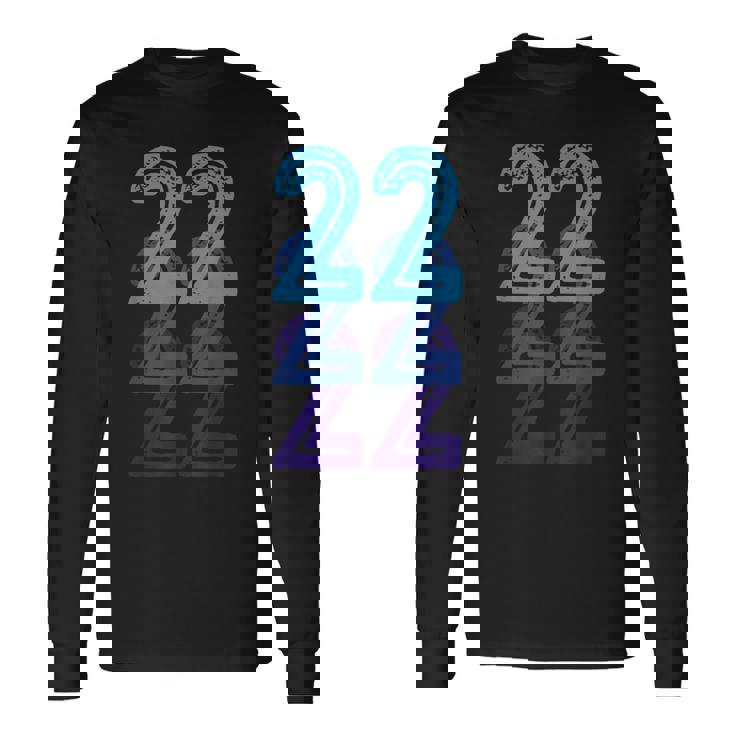 ナンバー22 ブルー ベスト クラシック カレッジスタイル 誕生日 面白い 長袖Tシャツ