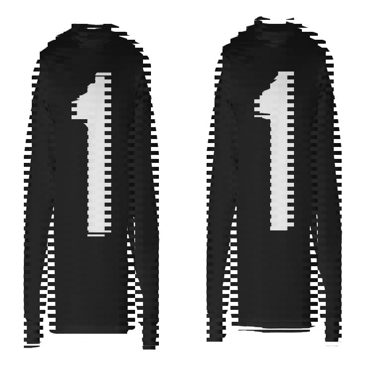 ナンバーワン 数字 1 プレーン ホワイト 数字 長袖Tシャツ
