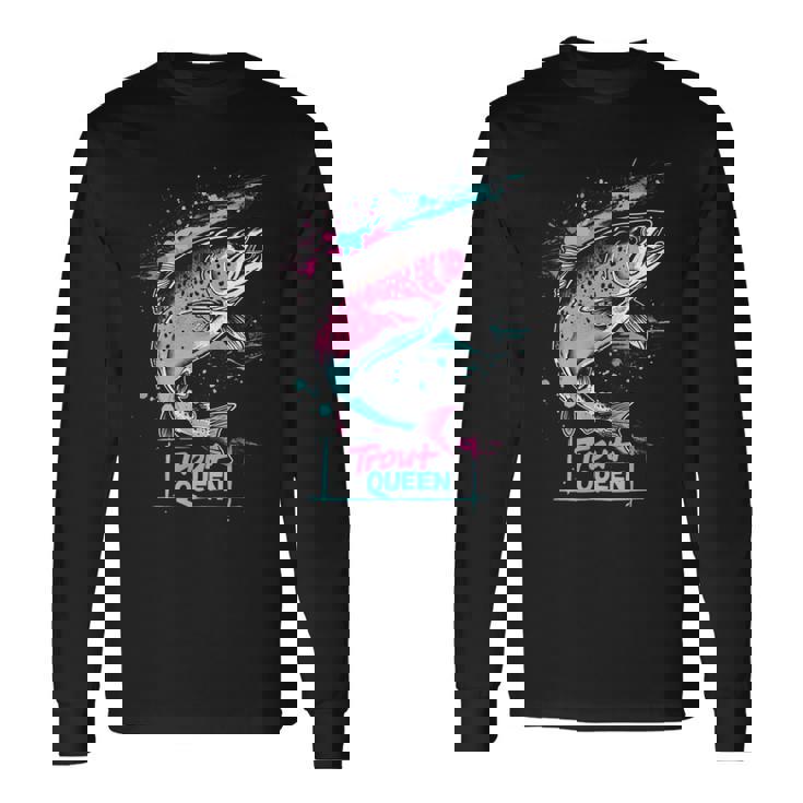 ニジマスのフライフィッシング・グラフィック トラウト・クイーン 長袖Tシャツ