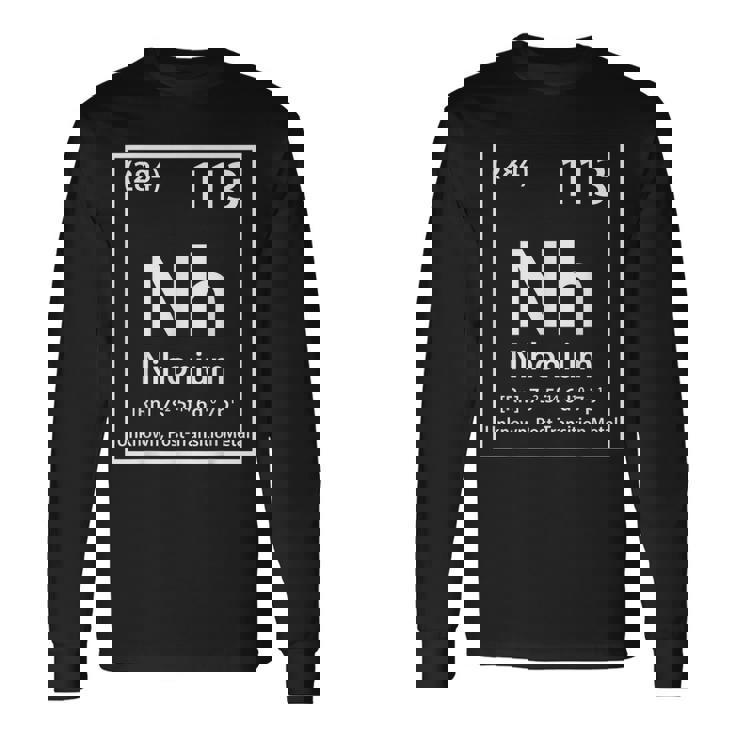 ニホニウム化学元素白 長袖Tシャツ
