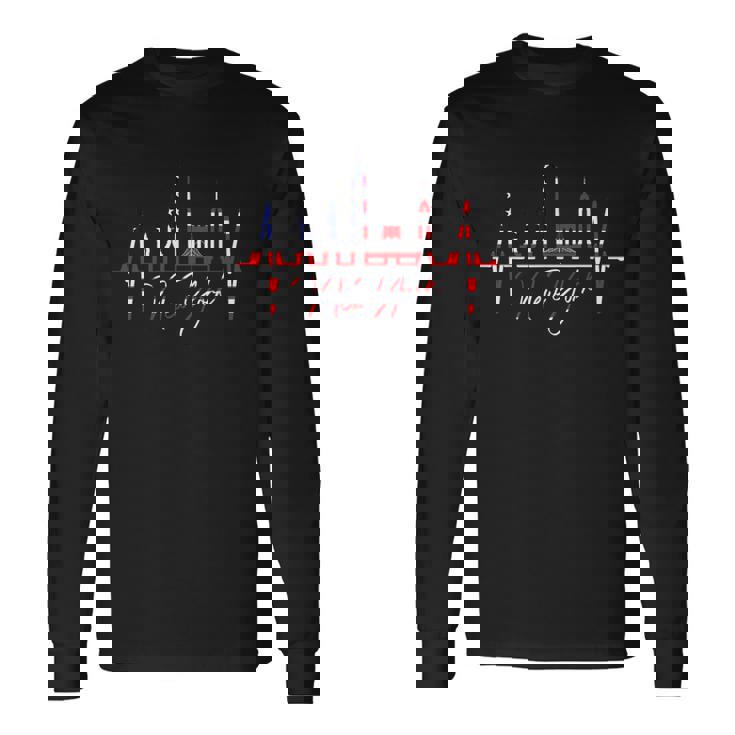 ニューヨーク スカイライン ハートビート自由の女神ニューヨークが大好きi Love New York 長袖Tシャツ ギフトのアイデア