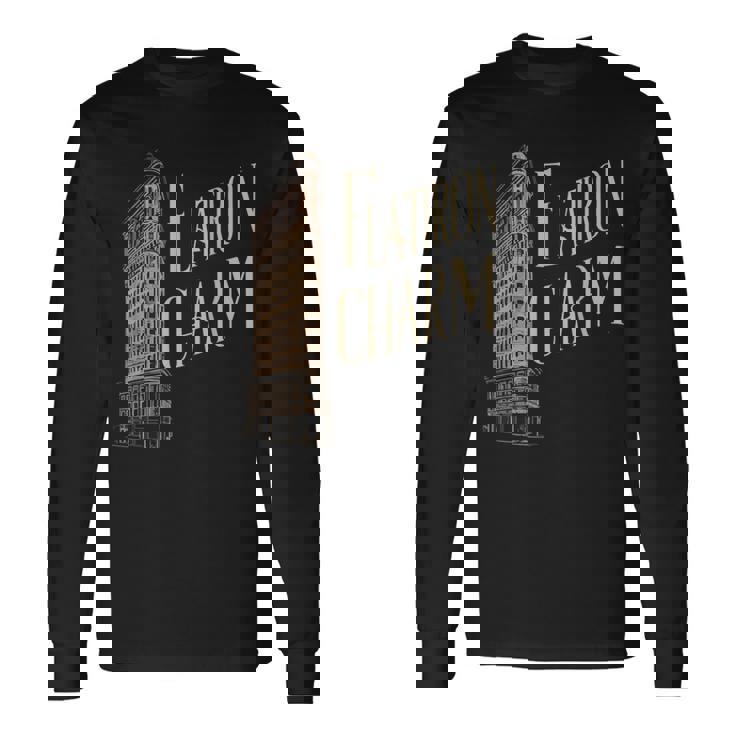 ニューヨークチャームフラットアイアンビルディング 長袖Tシャツ