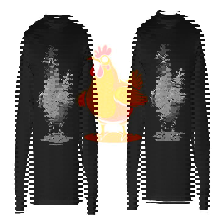 ニワトリとオンドリの胸のコスチューム 長袖Tシャツ