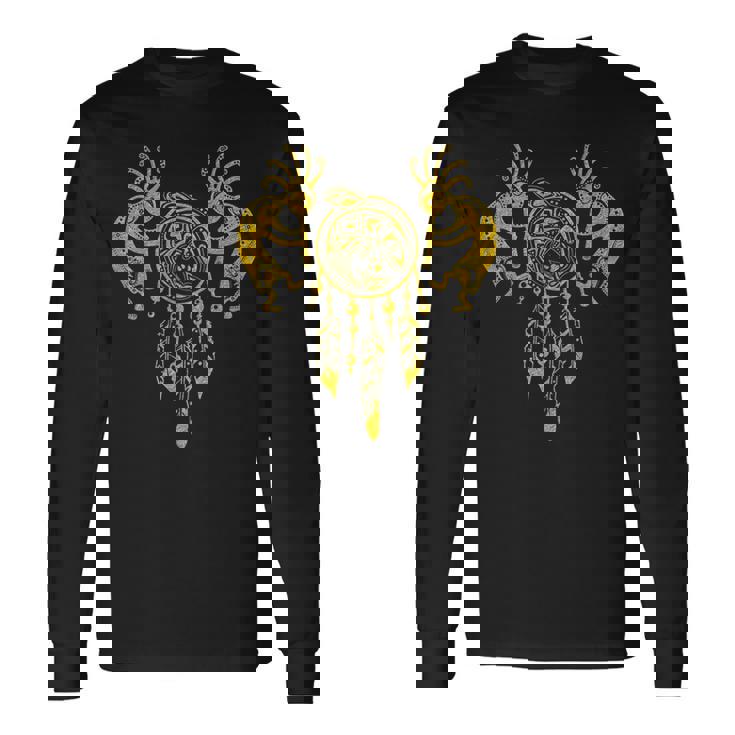 ネイティブアメリカン ココペリ クジラ ドリームキャッチャー 7 ファンファン ファン 長袖Tシャツ ギフトのアイデア