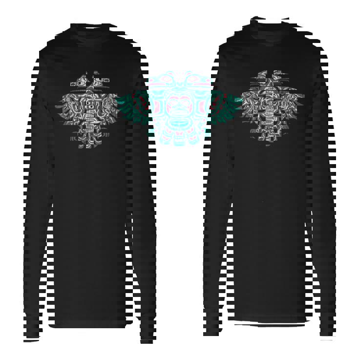 ネイティブアメリカン ハイダ サンダーバード トーテムポール ヴィンテージ 長袖Tシャツ