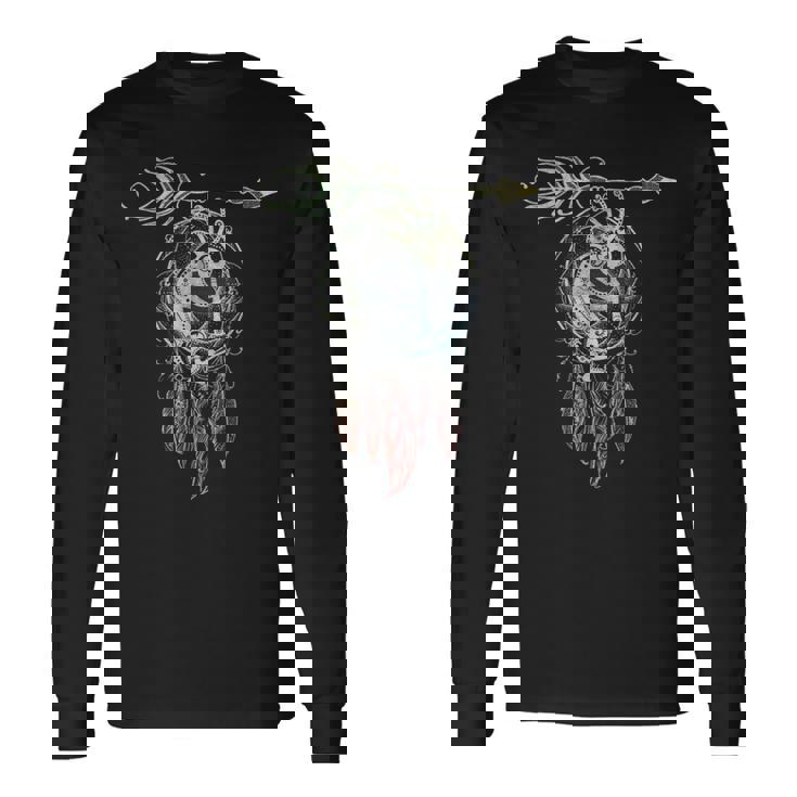 ネイティブアメリカンフィリグリー ココペリ ドリームキャッチャー 3 ファンファン ファン 長袖Tシャツ
