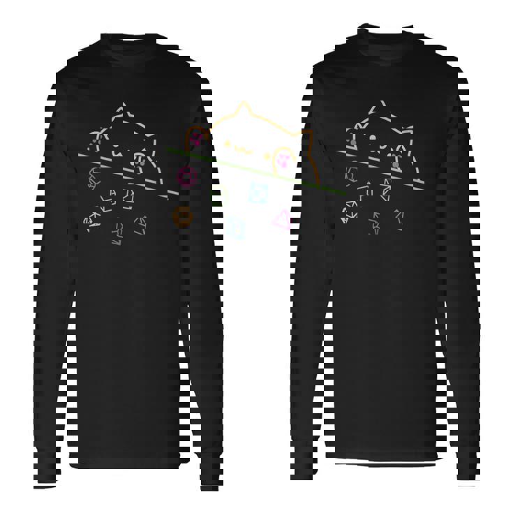 ネオンダイス 猫 カラフル 肉球 動物 かわいい 猫 面白い ネオン 長袖Tシャツ