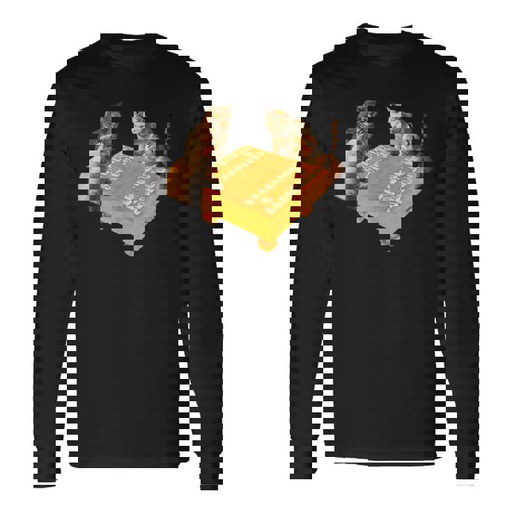 ネコ 猫 将棋 面白いtシャツ 面白い 服 おもしろ グッズ ネタ ウケ狙い メンズ 棋士 おもしろグッズ 長袖Tシャツ