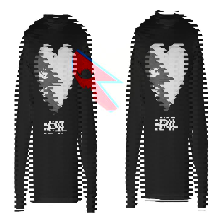 ネパール国旗シャツ 長袖Tシャツ