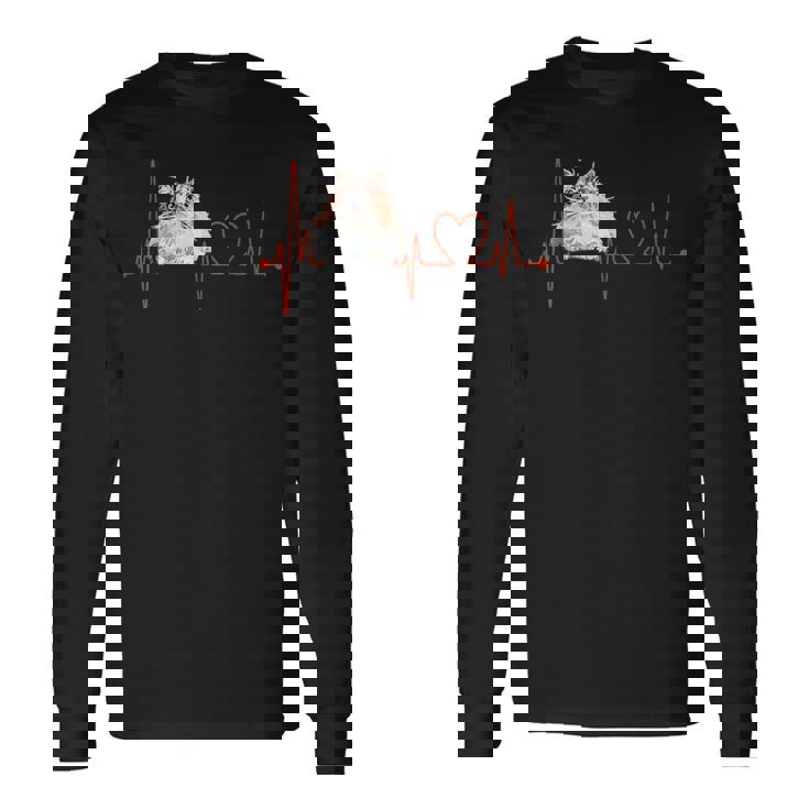 ノルウェージャンフォレストキャットハートビートekg ファニーアイラブマイキャット 長袖Tシャツ