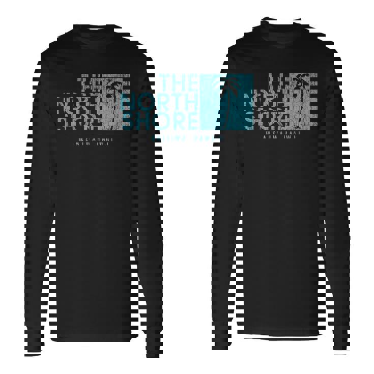 ノースショア ハワイ ヤシの木 ビンテージスタイル 長袖Tシャツ
